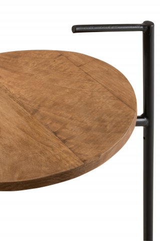 Table gigogne bistro TROB en métal noir et bois naturel.